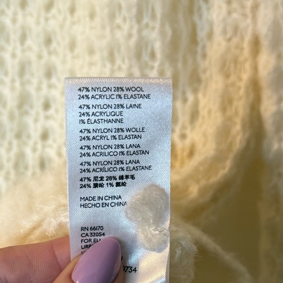 Maeve Anthropologie Dionne Ivory Chunky Knit Wool Bell Sleeve Sweater- Small - Picture 10 of 10